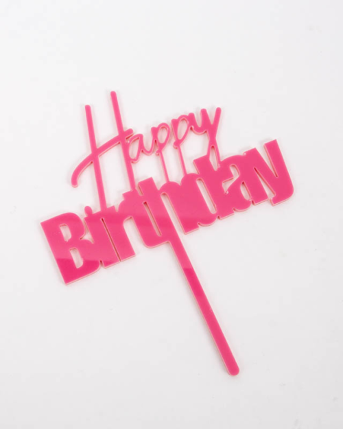 Fun Happy Birthday Cake Topper – Pink