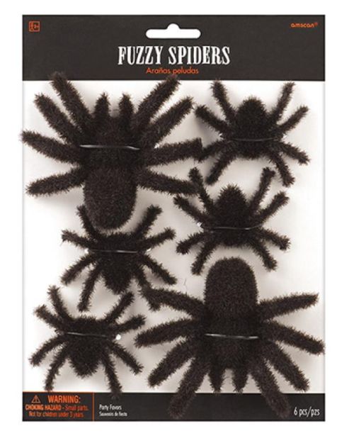 Fuzzy Hairy Spiders 6pk