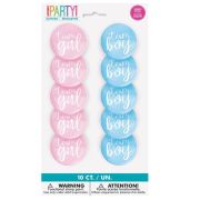Gender Reveal Badges 10pk