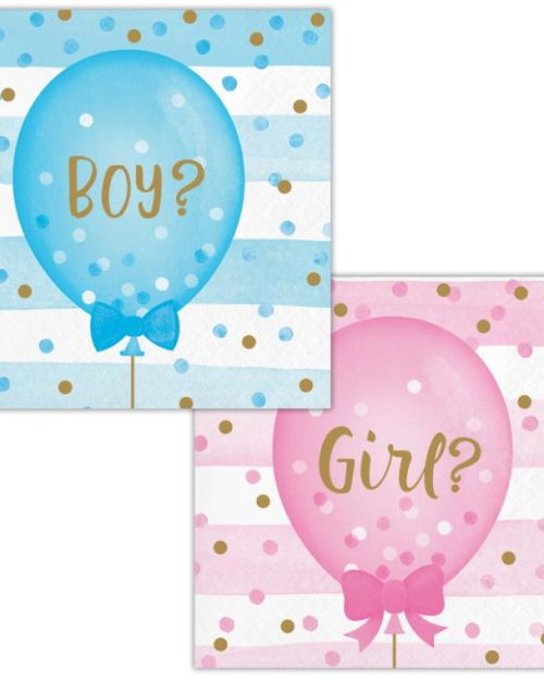Gender Reveal Balloons Beverage Napkins 16pk