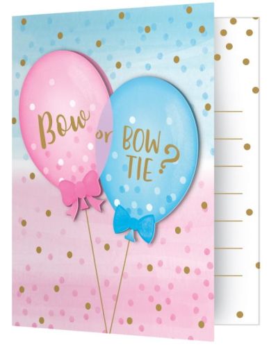 Gender Reveal Balloons Invitations 8pk