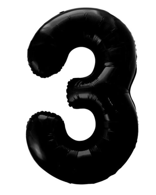Giant Black Number Foil Balloon – 3