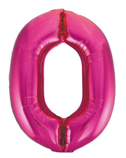 Giant Hot Pink Number Foil Balloon – 0