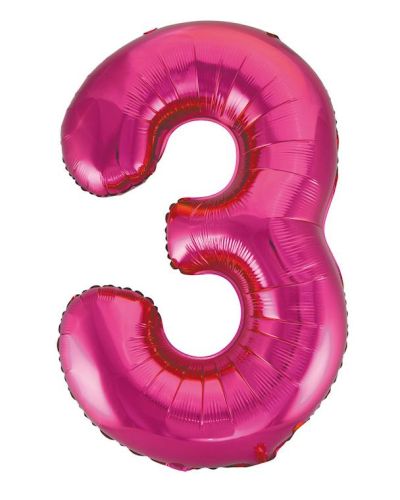 Giant Hot Pink Number Foil Balloon – 3