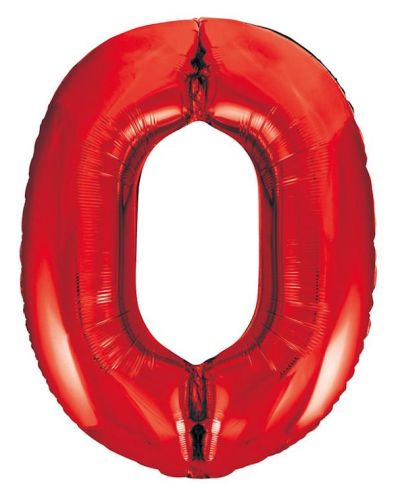 Giant Red Number Foil Balloon – 0
