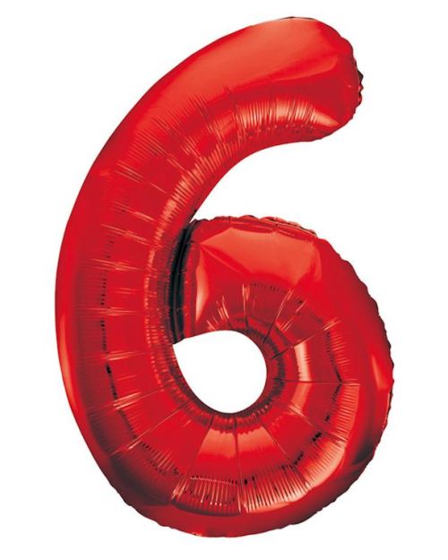 Giant Red Number Foil Balloon – 6