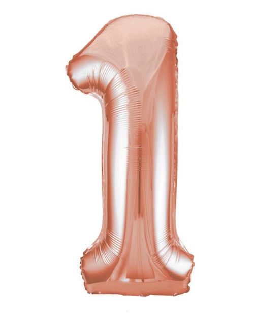 Giant Rose Gold Number Foil Balloon – 1