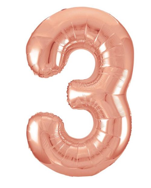 Giant Rose Gold Number Foil Balloon – 3
