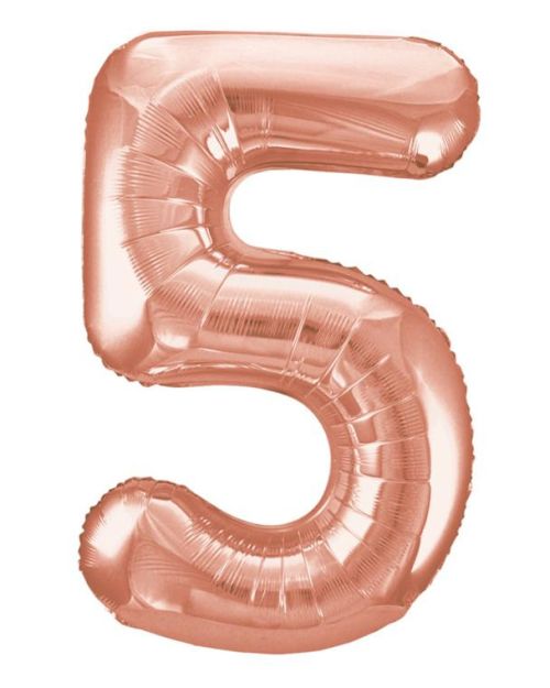 Giant Rose Gold Number Foil Balloon – 5