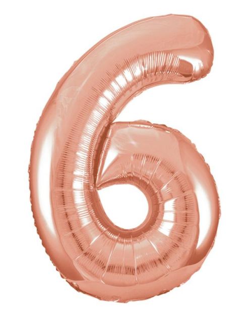 Giant Rose Gold Number Foil Balloon – 6