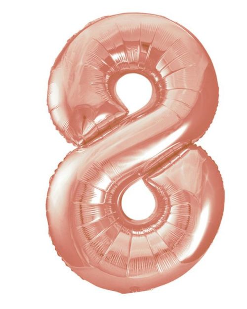 Giant Rose Gold Number Foil Balloon – 8