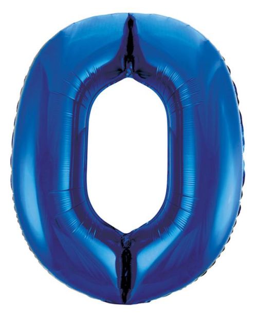 Giant Royal Blue Number Foil Balloon – 0