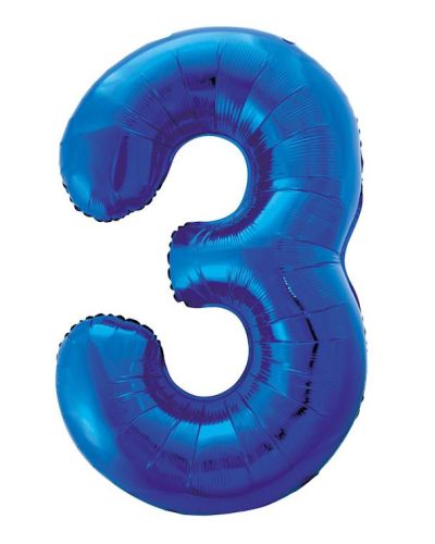 Giant Royal Blue Number Foil Balloon – 3