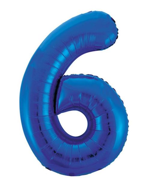 Giant Royal Blue Number Foil Balloon – 6