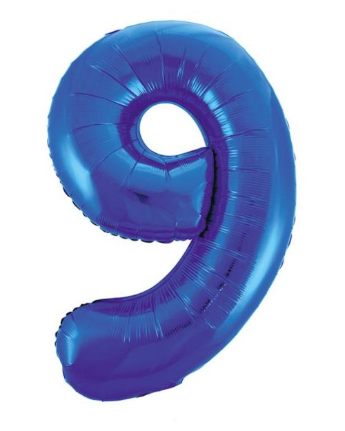 Giant Royal Blue Number Foil Balloon – 9
