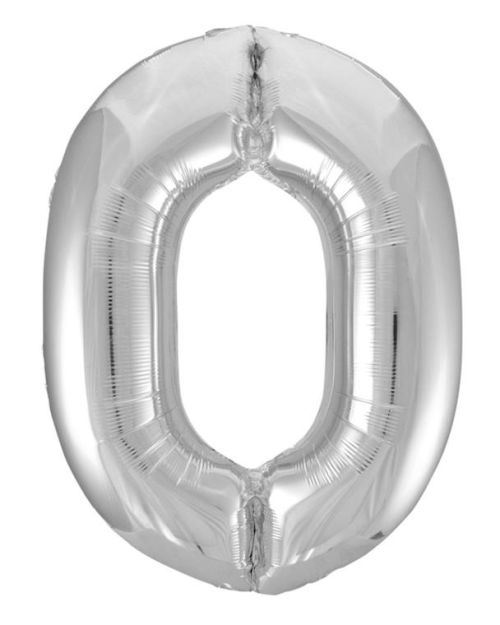 Giant Silver Number Foil Balloon – 0