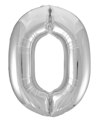 Giant Silver Number Foil Balloon – 0