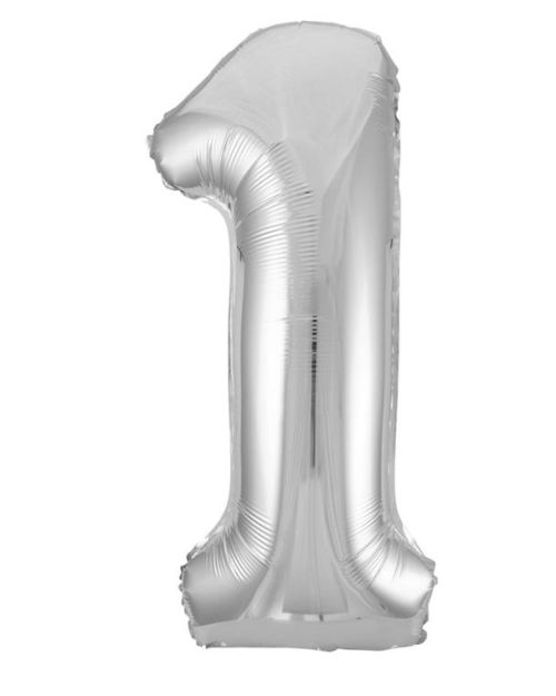 Giant Silver Number Foil Balloon – 1