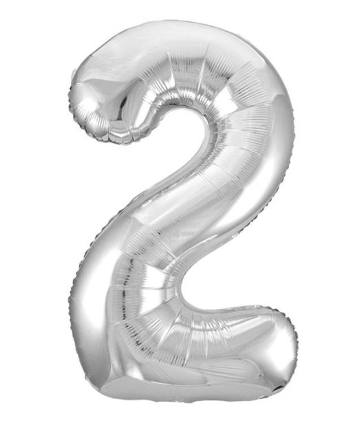 Giant Silver Number Foil Balloon – 2