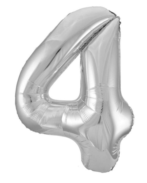 Giant Silver Number Foil Balloon – 4
