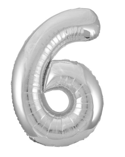 Giant Silver Number Foil Balloon – 6