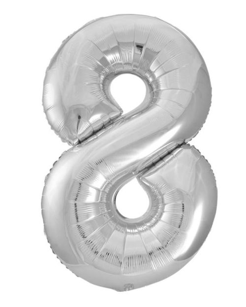 Giant Silver Number Foil Balloon – 8