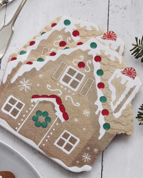 Gingerbread House Shaped Napkins 16pk
