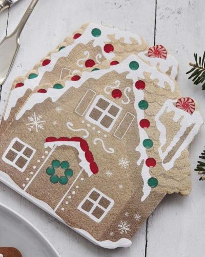 Gingerbread House Shaped Napkins 16pk