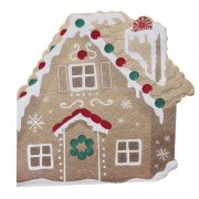 Gingerbread House Shaped Napkins 16pk