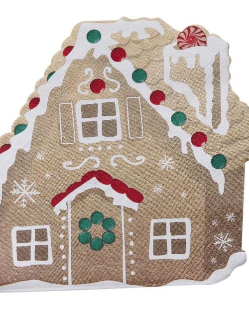 Gingerbread House Shaped Napkins 16pk