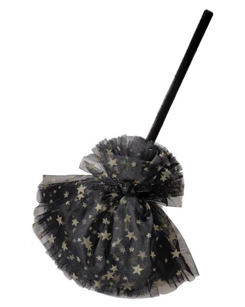 Ginger Ray Black & Gold Star Witches Broom