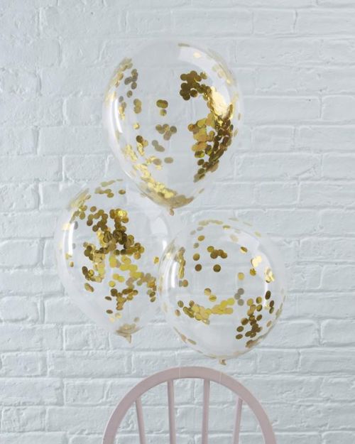 Ginger Ray Gold Confetti Balloons 5pk