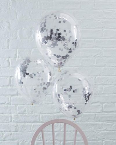 Ginger Ray Silver Confetti Balloons 5pk