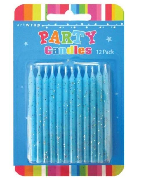 Glitter Candles 12pk – Blue