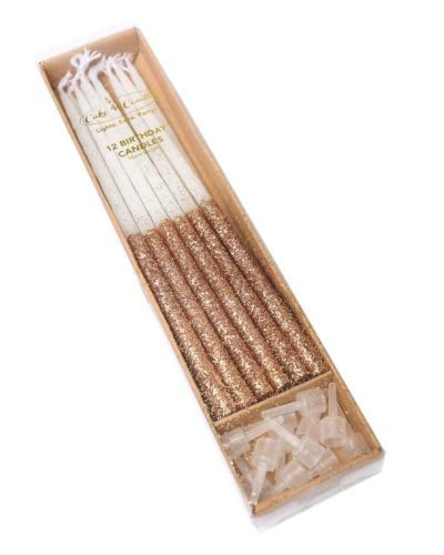 Rose Gold Glitter Dipped Candles 12pk