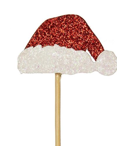 Glitter Santa Hat Cupcake Toppers 12pk