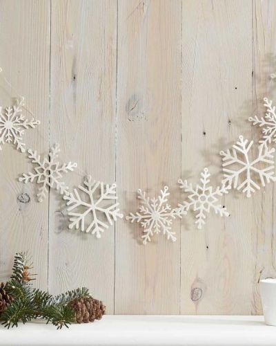 White Glitter Snowflake Garland