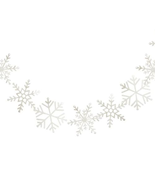 White Glitter Snowflake Garland