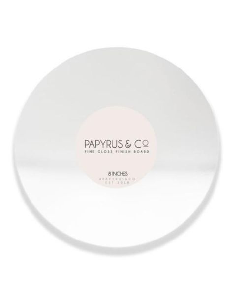 Gloss White Masonite Cake Board Round 8″