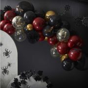Gold Black & Deep Red Halloween Balloon Arch Kit