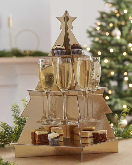 Gold Christmas Tree Treat & Drinks Stand