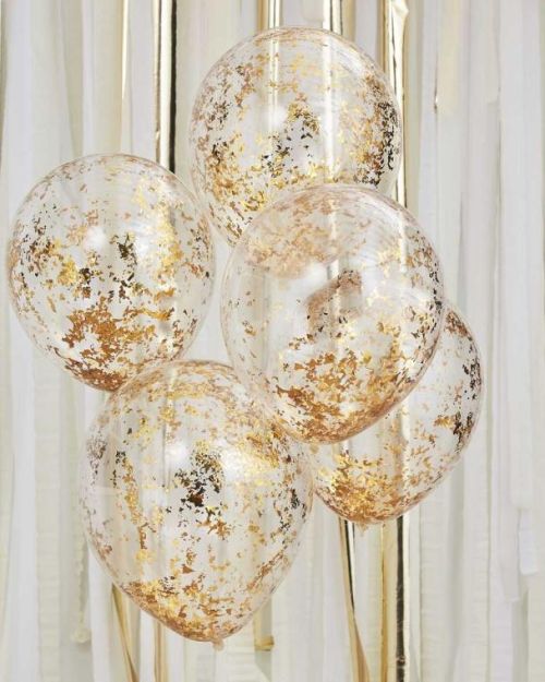 Gold Confetti Balloons 5pk