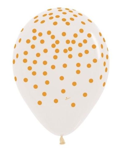 Gold Confetti Print Clear Balloons 12pk
