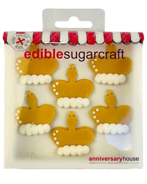 Gold Crown Sugarcraft Toppers 6pk