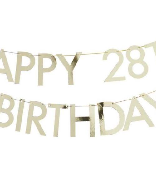 Customisable Gold Happy Birthday Banner