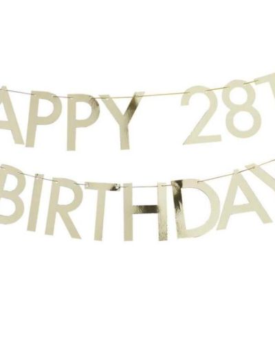Customisable Gold Happy Birthday Banner