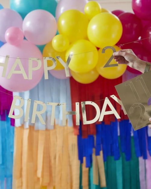 Customisable Gold Happy Birthday Banner