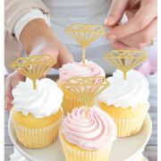 Gold Diamond Cupcake Toppers 5pk