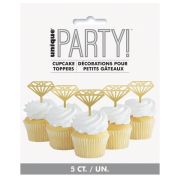 Gold Diamond Cupcake Toppers 5pk