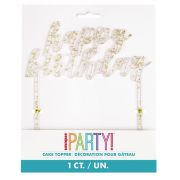 Gold Fleck Happy Birthday Cake Topper
